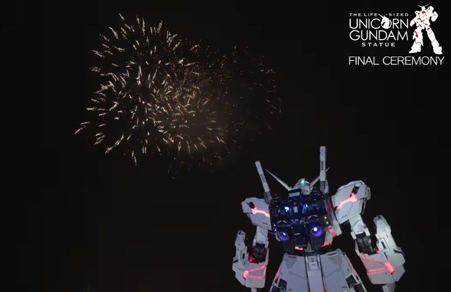 Dacquois's tweet photo. ユニコーンガンダムのセレモニー…良かった…｡ﾟ(ﾟ´Д｀ﾟ)ﾟ｡

ガンダム、見えてる？君への感謝の花火だよ…🎆
8月31日まで、あと少し。ありがとうね…ポケGoフェスの時に会えて、本当によかった… https://t.co/WorRSax2cL