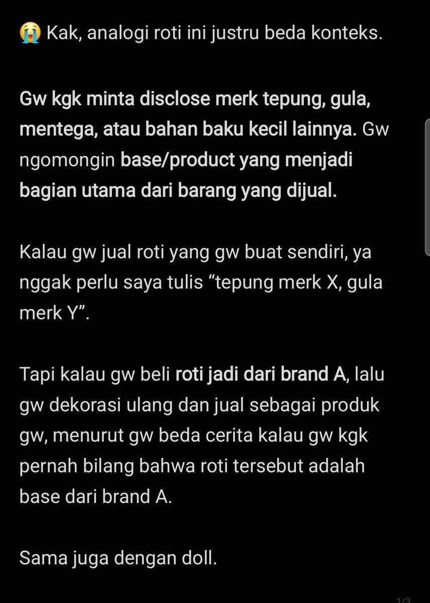 g0tch44's tweet photo. @misajunyaai Jesus fxxking christ🤣😭

Intinya, selama itu bukan craft/bikinan/buatan dri helogalerie ya harus di disclose ini pake base merek apa https://t.co/omkBYKdFjU