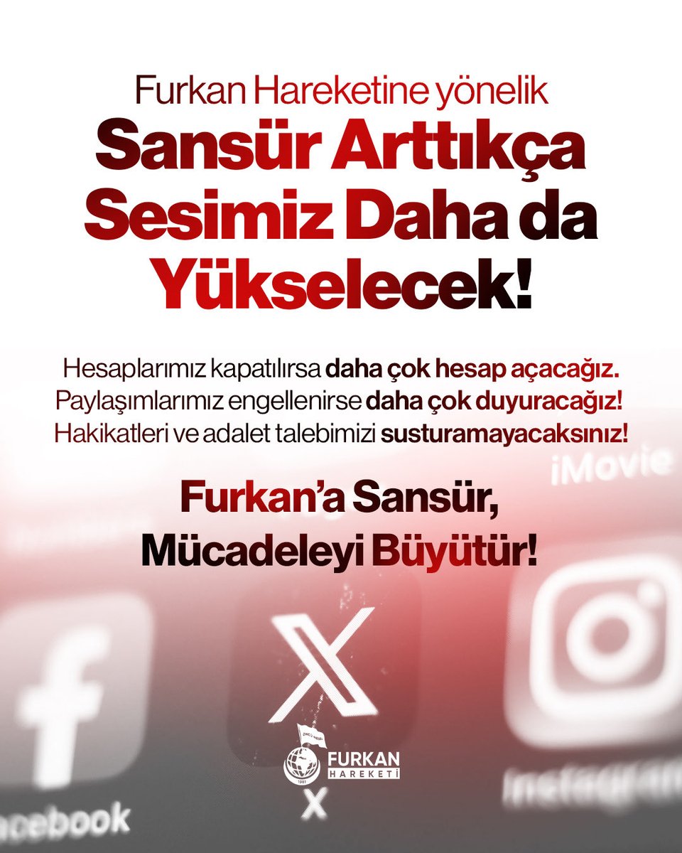 fhoncunesil's tweet photo. Furkan Hareketine yönelik sansür arttıkça sesimiz daha da yükselecek! 

Hesaplarımız kapatılırsa daha çok hesap açacağız. Paylaşımlarımız engellenirse daha çok duyuracağız! 
Hakikatleri ve adalet talebimizi susturamayacaksınız! 

Furkan’a Sansür, Mücadeleyi Büyütür!

TweetAtmak SuçMu
Furkana BüyükSansür
