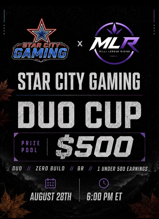 StarCityGaming's tweet photo. HUGE THANK YOU S/O to @MLRising_ (host) and everyone that participated and watched the SCG & MLR $500 Fortnite Duo Cup.

Congratulations to @FaithLeGana, @Wadeyfnbr (SCG Pro), @Trev0x (SCG Pro), @Kylefnzz,  @ZBPeppapig (SCG Pro), @Blxtzfn_ (SCG Pro), @ekkoaim, @carolx2p, @RealMcCoyJordan (SCG Pro), @kibbel__, @butterfnz and @Jusefyo for all earning !!

#StarCityGaming #SCG #SCGesports