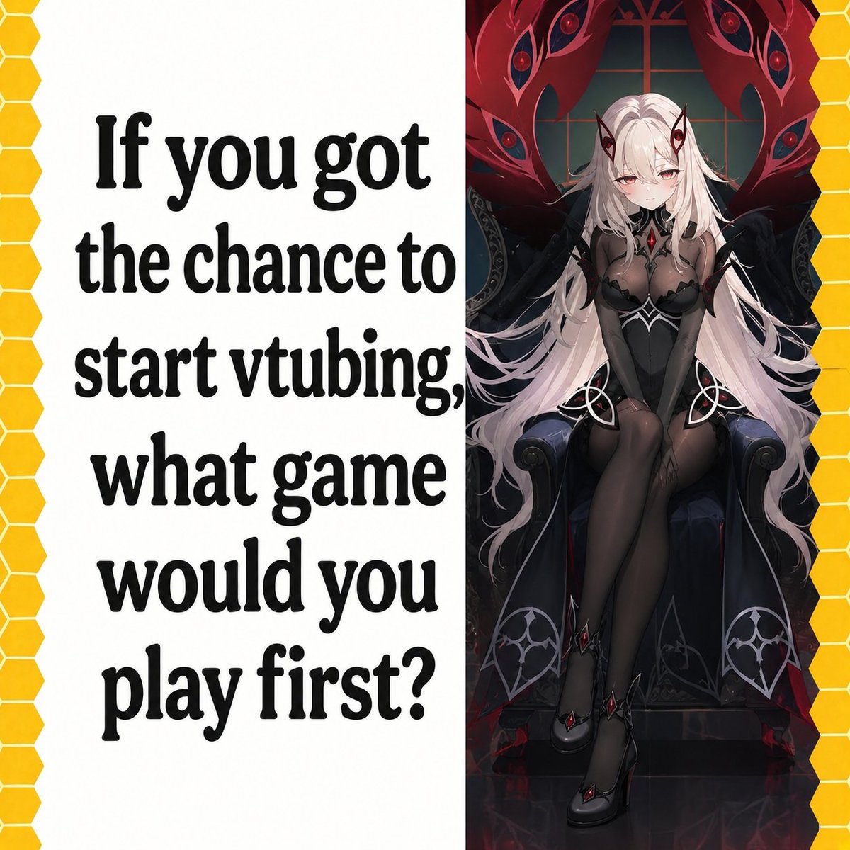 Quintessavt's tweet photo. ✨ If you got the chance to start VTubing, what game would you play first? 🎮👀

Drop your answer in the comments! 💬👇
I wanna know what game you’d choose for your VTuber debut! 💜🖤
#VTuber #Anime #Gamer https://t.co/RUVQZWKFJ2