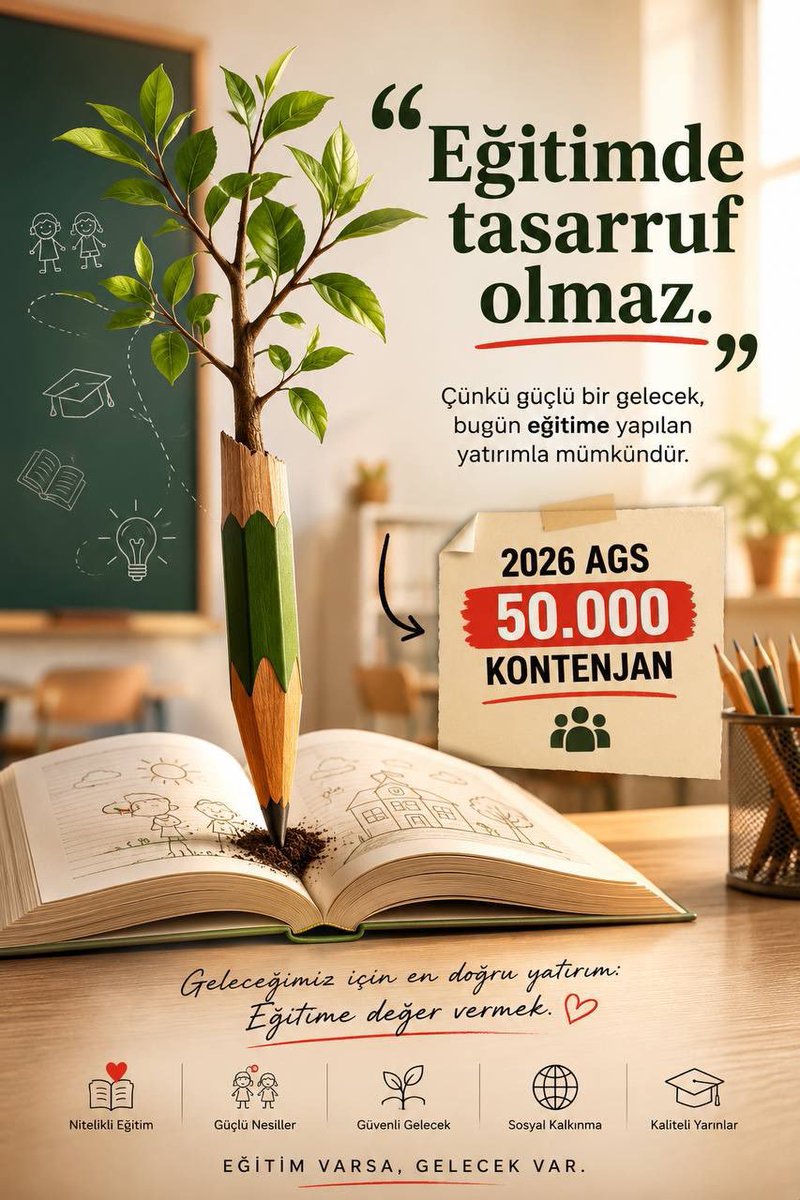 Azizyuksell's tweet photo. İHTİYAÇ ÇOK FAZLA, OKULLAR ÖĞRETMENSİZ KALMAMALI, ÖĞRETMENLER GELECEĞE UMUTLA BAKMALI

Bu ülkenin sınıflarında yerini almak için yıllarca emek veren, gecesini gündüzüne katan binlerce öğretmen umutla bekliyor.

Atama beklemek yalnızca bir kadro beklemek değil; hayallerine, öğrencilerine ve geleceklerine kavuşmayı beklemektir.

Verilen emeklerin karşılığı  2026 AGS ile 50 bin öğretmen ataması olmalıdır.

#AGS50Binkontenjan