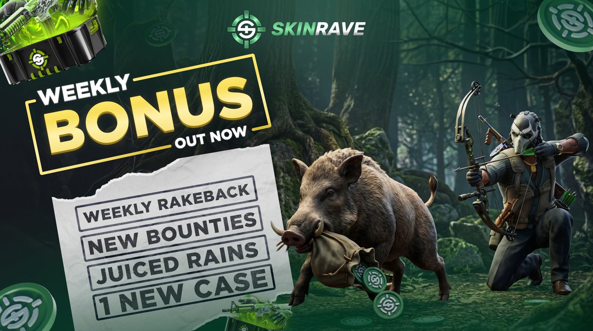 skinravegg's tweet photo. 🏹 The Hunt 2026 begins Monday.

Weekly Bonus is LIVE. The Hunt is next. 👀

https://t.co/f2fNacdcWZ https://t.co/Uo4g7jZEY0