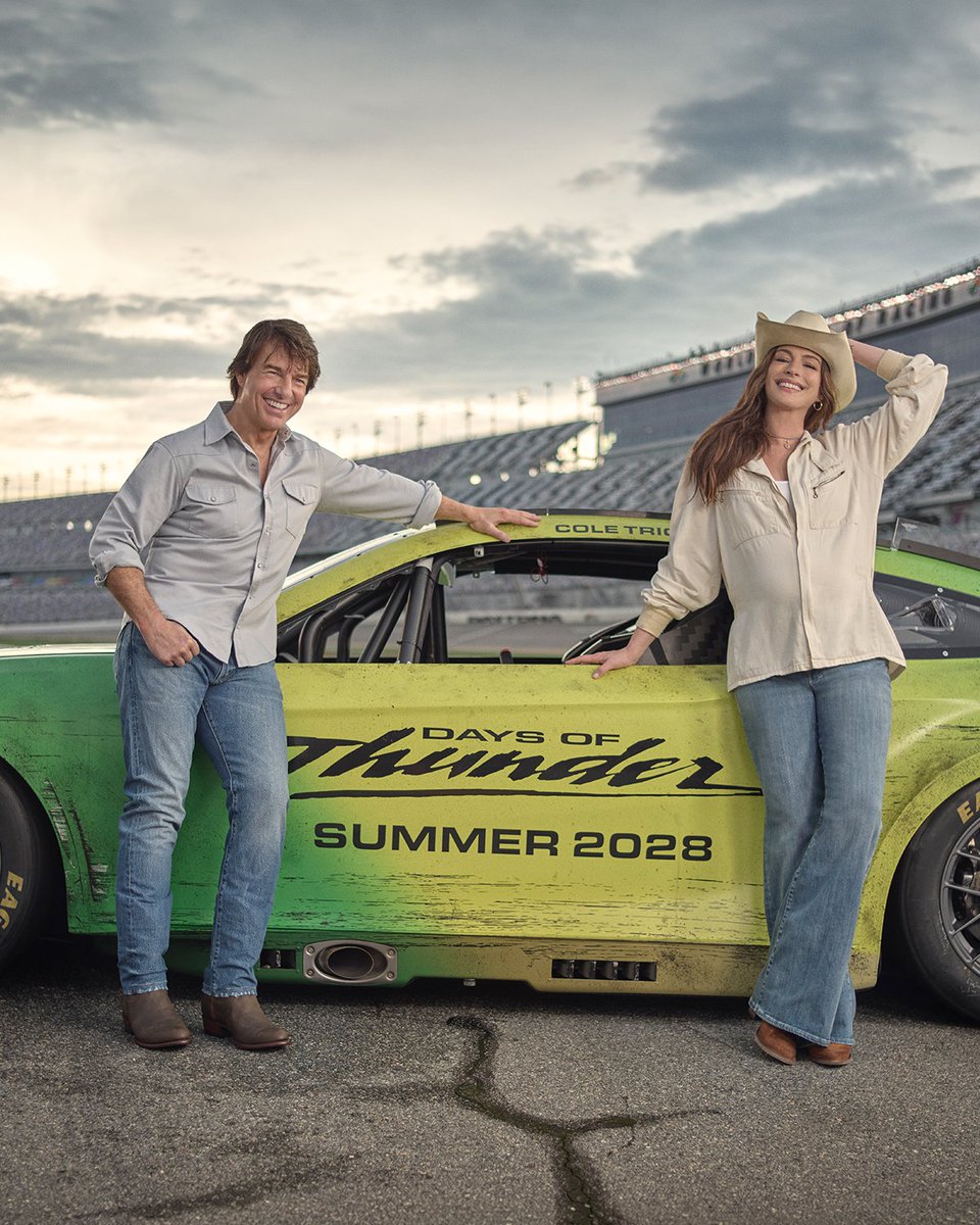 movieztrack's tweet photo. #DaysofThunder is  the sequel of 1990 film starring Tom Cruise as Cole Trickle.

The film also stars #AnneHathaway and is directed by #JonathanLevine.

In theatres June 2, 2028. https://t.co/gb4OKcybAp
