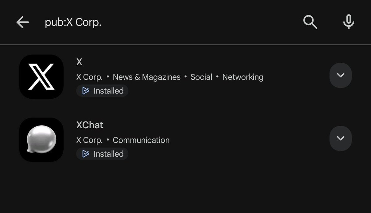 I_Ashraf_'s tweet photo. @PrivateIcedC81 X and XChat under X Corp. 
Grok and Bot under SpaceXAI 
On Playstore https://t.co/kR5gajVU06