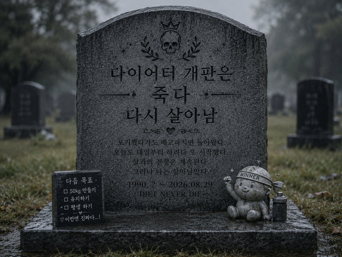 tcamtcam2's tweet photo. @eoupue 지피티한테 다이어텨 개판은 죽다 다시 살아남 묘비 이미지 생성 이라고만 했는데 뭔가 엄청 적어 놨네ㅋㅋㅋ https://t.co/xKUHrVFiDK