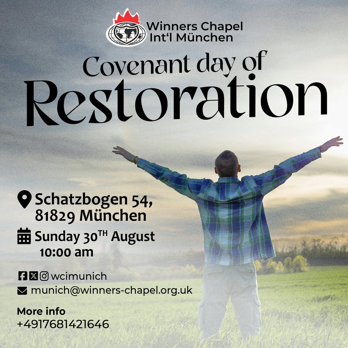 wcimunich's tweet photo. Join us TOMORROW SUNDAY for an encounter with Jesus Christ for restoration and refreshment through the Word of God.

Jesus is Lord!

#Restoration
#OpenDoorsYear
#winnerschapel
#WCIMunich
#Churchinmunich https://t.co/ZqIQAqlL0Z