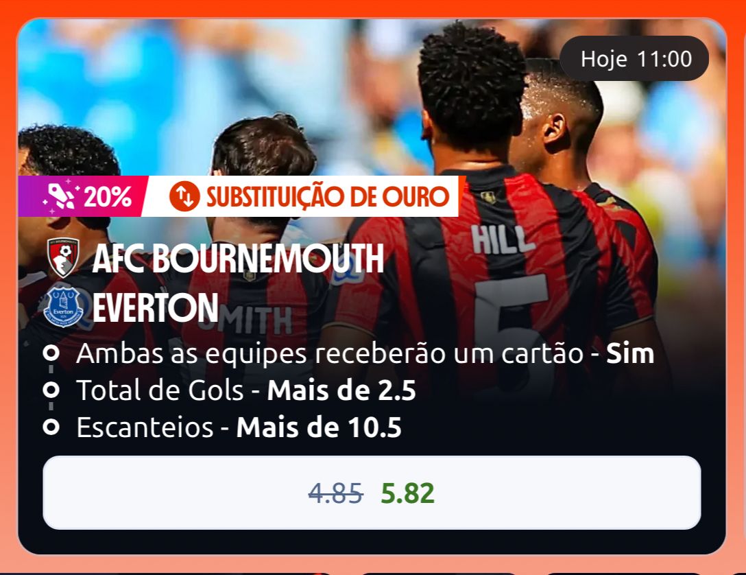 Betano_BR's tweet photo. BOURNEMOUTH X EVERTON ๐ด๓ ง๓ ข๓ ฅ๓ ฎ๓ ง๓ ฟโฝ๏ธ
๐ Para ambas equipes receberem um cartรฃo, ter +2.5 gols & +10.5 escanteios
โ 4.85
โ
5.82
Saiba mais! ๐ฒ https://t.co/p6fi9pm8Oe
*Odd sujeita a alteraรงรฃo
#Confia #Betano #Europeu #Bournemouth #Everton
๐ฃ๐ช+ ๐ฝ๐๐๐ข๐ ๐๐๐ ๐๐๐ ๐๐๐๐ ๐๐๐๐๐๐๐๐๐. ๐๐๐๐๐ ๐ก๐ฬ๐๐๐ ๐๐ ๐น๐๐ง๐๐๐๐ ๐๐๐ฃ๐๐๐ก๐: ๐๐๐๐ ๐ก๐ ๐๐ฬ๐ ๐ฬ ๐๐๐ฃ๐๐ ๐ก๐๐๐๐๐ก๐. ๐ด๐ข๐ก๐๐๐๐ง๐๐๐ ๐๐๐๐ ๐๐๐๐ก๐๐๐๐ ๐๐๐ด/๐๐น ๐ยบ ๐ค๐ฆ๐จ/๐ค๐ข๐ค๐ง. ๐ถ๐๐๐ ๐ข๐๐ก๐ ๐๐ ๐&๐ถ๐ .