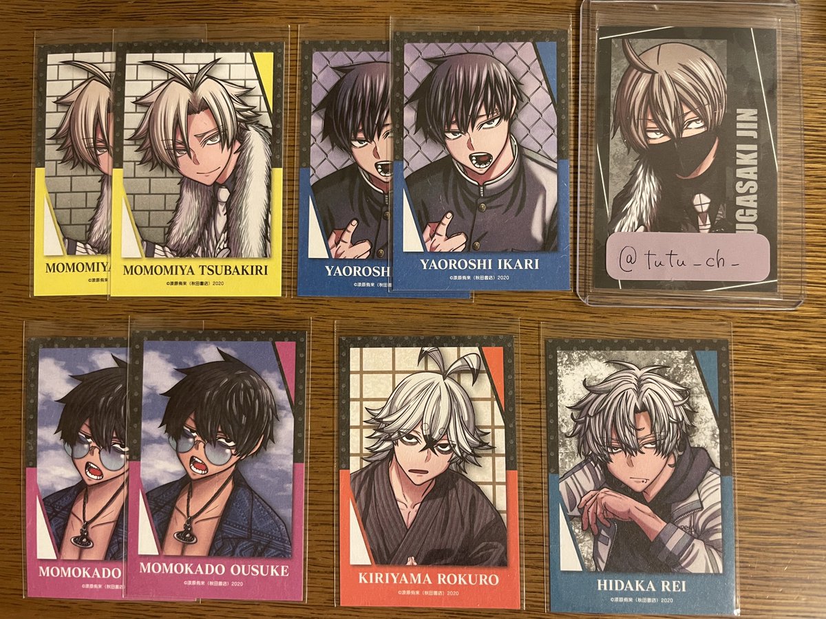 tutu_ch_'s tweet photo. 【交換】桃源暗鬼 秋田書店 C108 コミケ アフコミ キャラクターカード キャラカ

譲：花魁坂、一ノ瀬、桃華、並木度、手術岾、桃宮、桃角、碇、氷鷹
求：朽森

コンプ目的のため、推し以外を求めております。
比率違い可

大阪手渡し、郵送可 https://t.co/cjrHbMDj5M