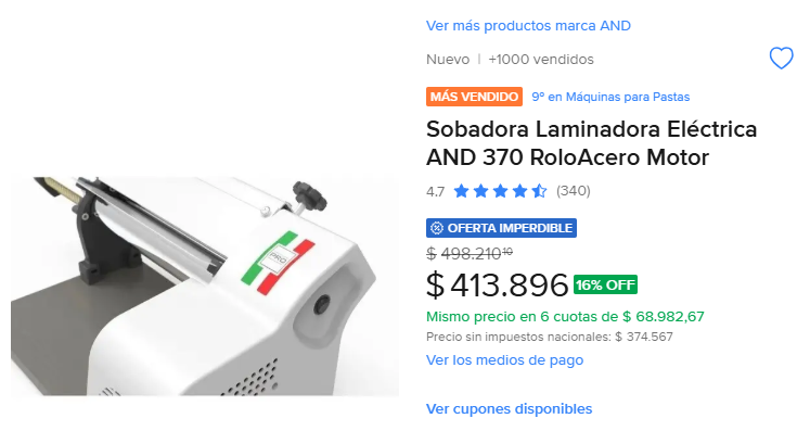LocosXElBazar's tweet photo. 🍝 ¡PASTA CASERA PERFECTA Y SIN ESFUERZO!

Antes $498.210.
Ahora $413.896 — 16% OFF.
https://t.co/dDkvznpDuW

Sobadora laminadora eléctrica AND 370 + rodillo de acero + motor eléctrico + ideal para pastas. 🔥 https://t.co/0xsXRrvYKg