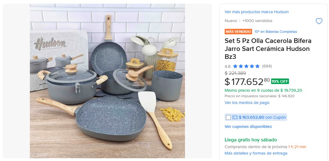 LocosXElBazar's tweet photo. 🍳 ¡RENOVÁ TODA TU COCINA CON ESTE SET HUDSON!

Antes $221.389.
Ahora $177.653 — 19% OFF.
https://t.co/1AIx9G3sxX

Set Hudson x5 piezas + ollas + cacerola + sartén + jarro + revestimiento cerámico. 🔥 https://t.co/imSluAh86V