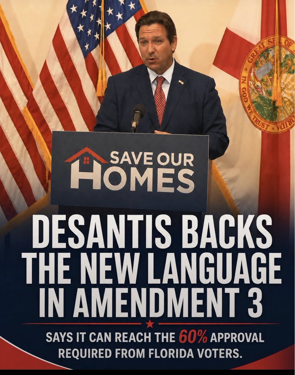 RonDeSantis's tweet photo. Supporters of high property taxes sued over the language of the ballot summary for Amendment 3, the measure to increase homestead exemptions for homeowners.

A judge ordered it to be re-written and I’m pleased to see that the new language polls even higher than the old language. 

Thanks!
