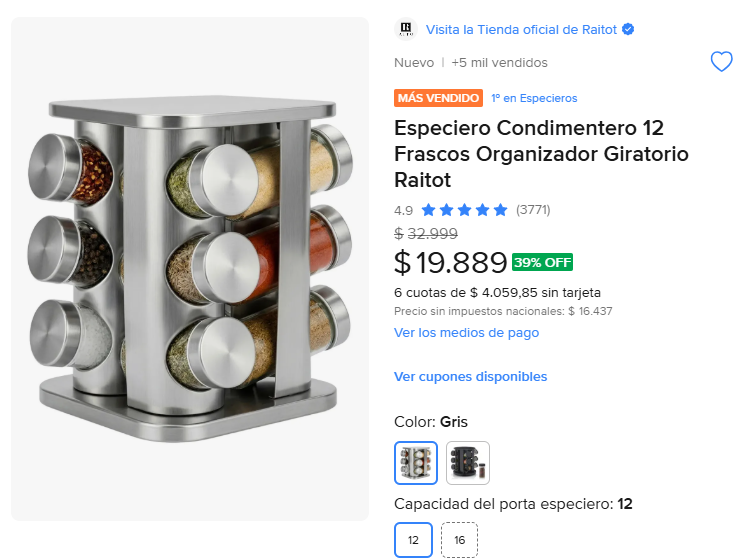 LocosXElBazar's tweet photo. 🌶️ ¡TODAS TUS ESPECIAS ORDENADAS Y A MANO!

Antes $32.999.
Ahora $19.889 — 39% OFF.
https://t.co/iCbtGCuYvR

Especiero giratorio + 12 frascos + organizador compacto + diseño moderno. 🔥 https://t.co/GjhyjFzvyj