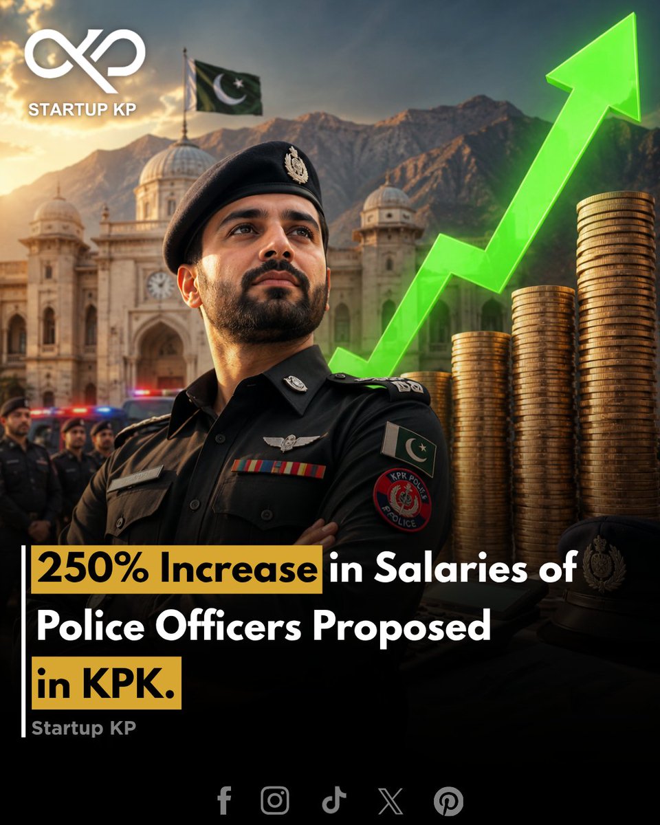 theStartupkp's tweet photo. A major salary boost has been proposed for police officers and personnel in Khyber Pakhtunkhwa, with a 250% increase in basic salaries under the proposed hard-area allowance.
#thestartupkp #KhyberPakhtunkhwa #KPPolice #Pakistan #BreakingNews #salaryincrease #currentaffairs https://t.co/W8EbabowWa