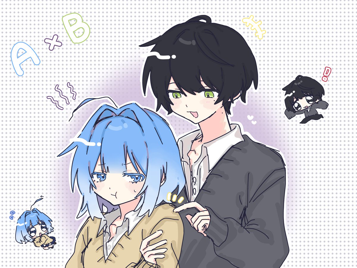 himemya3's tweet photo. A型ちゃんとB型先輩です🩵💚

 #oc  #illustration https://t.co/EwrlgSeeou