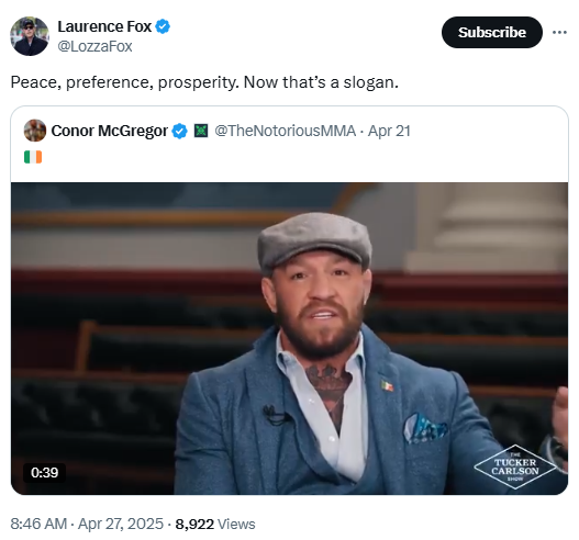 FridayMinus's tweet photo. @LozzaFox Here you are lauding another man who doesn't seem to respect women &amp; girls.
Conor McGregor https://t.co/jktMnVF8gi