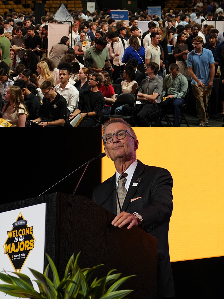 UCF's tweet photo. Not bad for a first class of the semester!

It’s “Welcome to the Majors” for @UCFBusiness. A day of learning, listening and networking! #ChargeOn https://t.co/pyyLI9s8i0