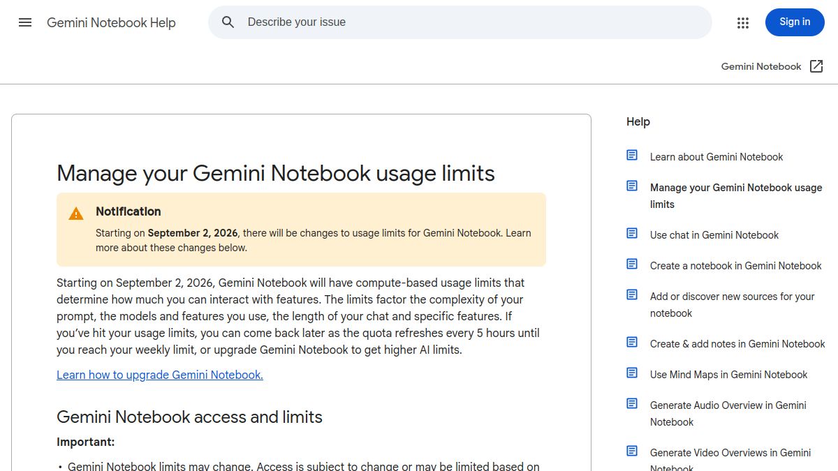 abugiza_'s tweet photo. BREAKING SIGNAL: Starting Sep 2, Gemini Notebook shifts to compute-based usage limits tied to prompt complexity, models/features and chat length. Quota refreshes every 5 hours until a weekly cap. Status: Scheduled. https://t.co/VmVzoxGvY4 https://t.co/VcAGW4mDAi