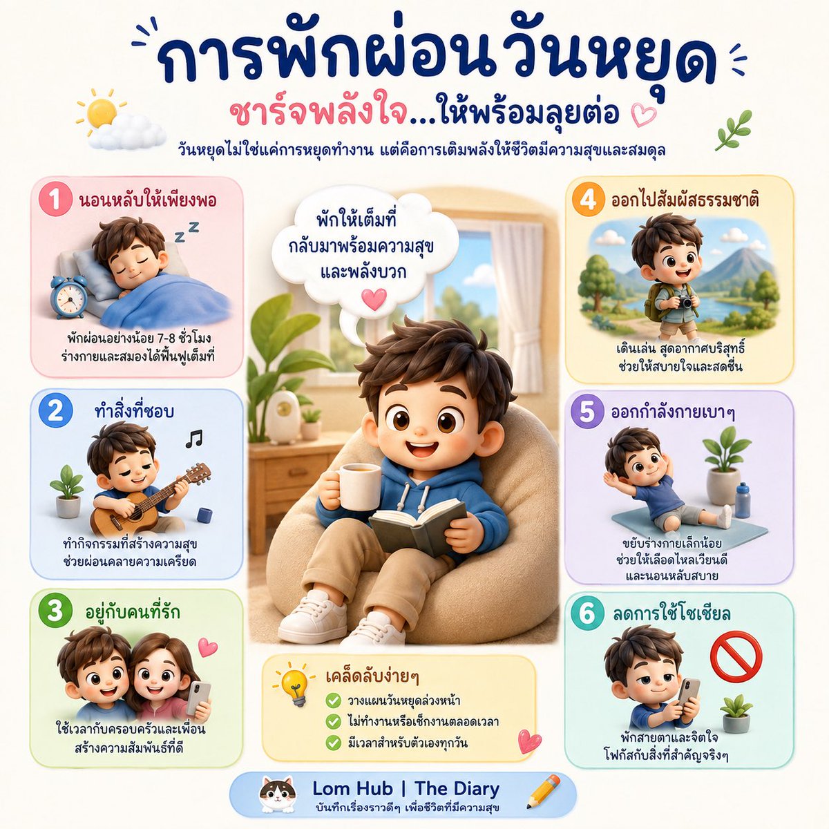 lom_itsara's tweet photo. ✨ วันหยุดนี้ ลองให้เวลากับตัวเองสักนิดนะครับ

Lom Hub | The Diary
บันทึกเรื่องราวดี ๆ เพื่อชีวิตที่มีความสุข 💙

#การพักผ่อนวันหยุด #วันหยุด #ชาร์จพลังใจ #ดูแลตัวเอง #สุขภาพใจ #ความสุขง่ายๆ #LomHubTheDiary #TheDiary https://t.co/81m5oVgHT6
