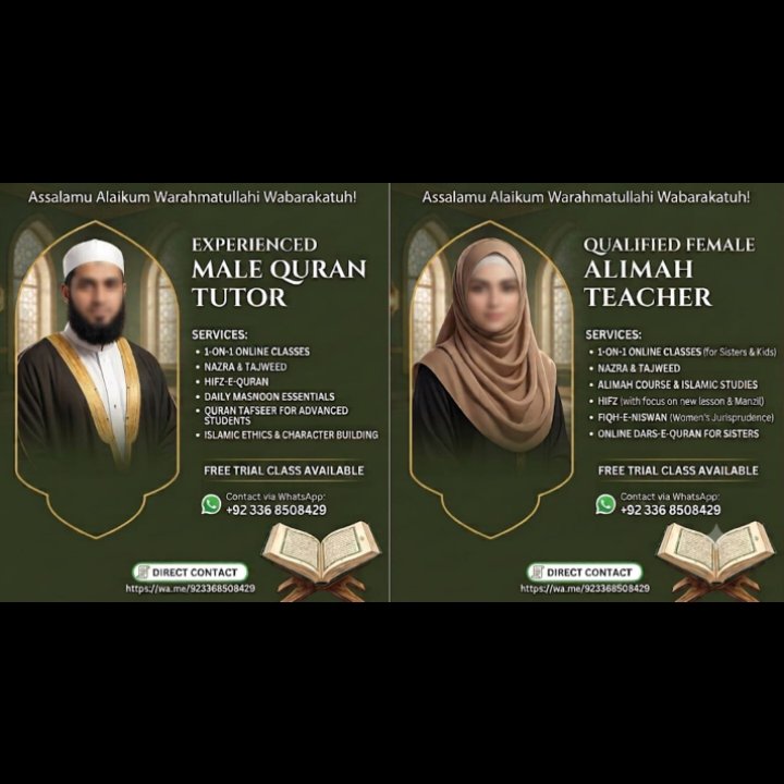 azam555ak's tweet photo. Online Quran &amp; Academic Tutor for your children?
​We offer 1-on-1 online classes specially tailored to US, UK, and Canada time zones.
​✨ Qualified Male &amp; Female (Alimah) Tutors Available:
​📲 Click the link below to chat directly on WhatsApp:
https://t.co/NhzS7laZI2 https://t.co/IBT45154BE
