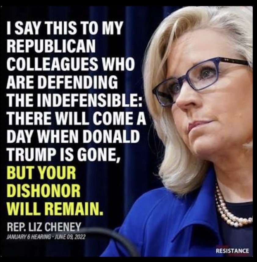 kangaroos991's tweet photo. Sadly, #LizCheney is one of the very few
Republicans who can say they 'stuck by'
their #Principles when others FAILED so
miserably! #Lincoln would be 'appalled'
to see today's GOP under the #Dirty 👎
of a #CORRUPT criminal? 😡  Agree?🙋‍♂️

🎯 Cr: @Liz_Cheney 🙏💙 #VoteBlue 💙 https://t.co/r6pevWEqfw