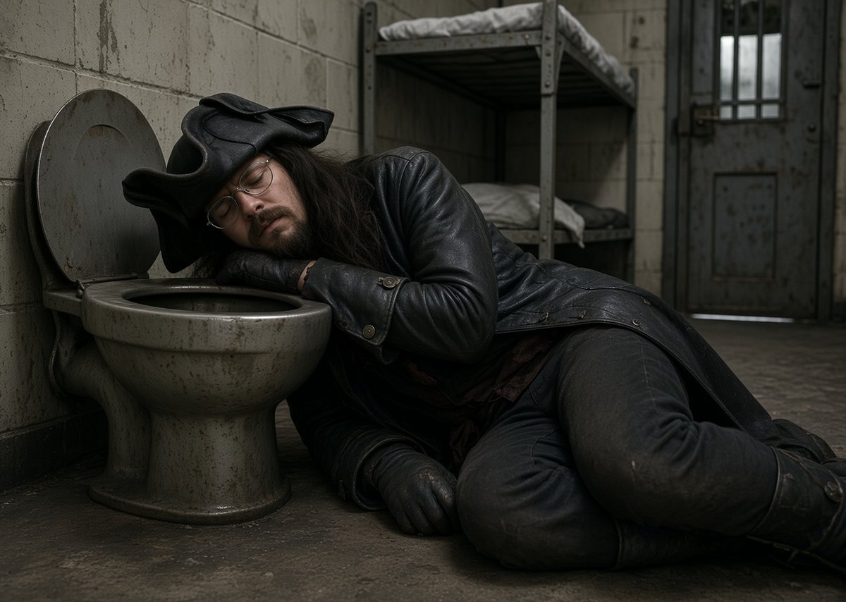PercMax666's tweet photo. @Styx666Official off: ol’ Tarl actin’ hard online then sleepin’ cuddled up to the khazi in Orleans Parish, gettin’ pissed on by proper cons ’cos he’s a timid tinkler who can’t even go in front of company. Shy bladder, mate? You wet your own kecks and called it a night! https://t.co/EUu1Cpw4n2