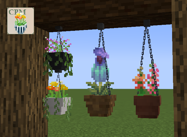 Chikas_pl's tweet photo. 🌿Chika’s Plants Mod v1.1.0 リリース！
　1.20.1対応版をアップデートしました！

今回のメインは「吊り鉢」✨
7種類の吊り鉢・小さな吊り鉢を追加しました。
さらに、新アイテム「花鋏」を追加！
植木鉢に植えた植物のサイズを3��階から調整できるようになりました🌱
#MinecraftMod #CPM https://t.co/Fw1k8oDqXV
