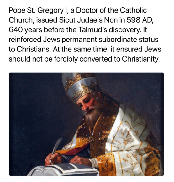 Justadude4fd's tweet photo. Sicut Judaeis non denied Jews equal rights with Christians. https://t.co/d9kEmbBjqB