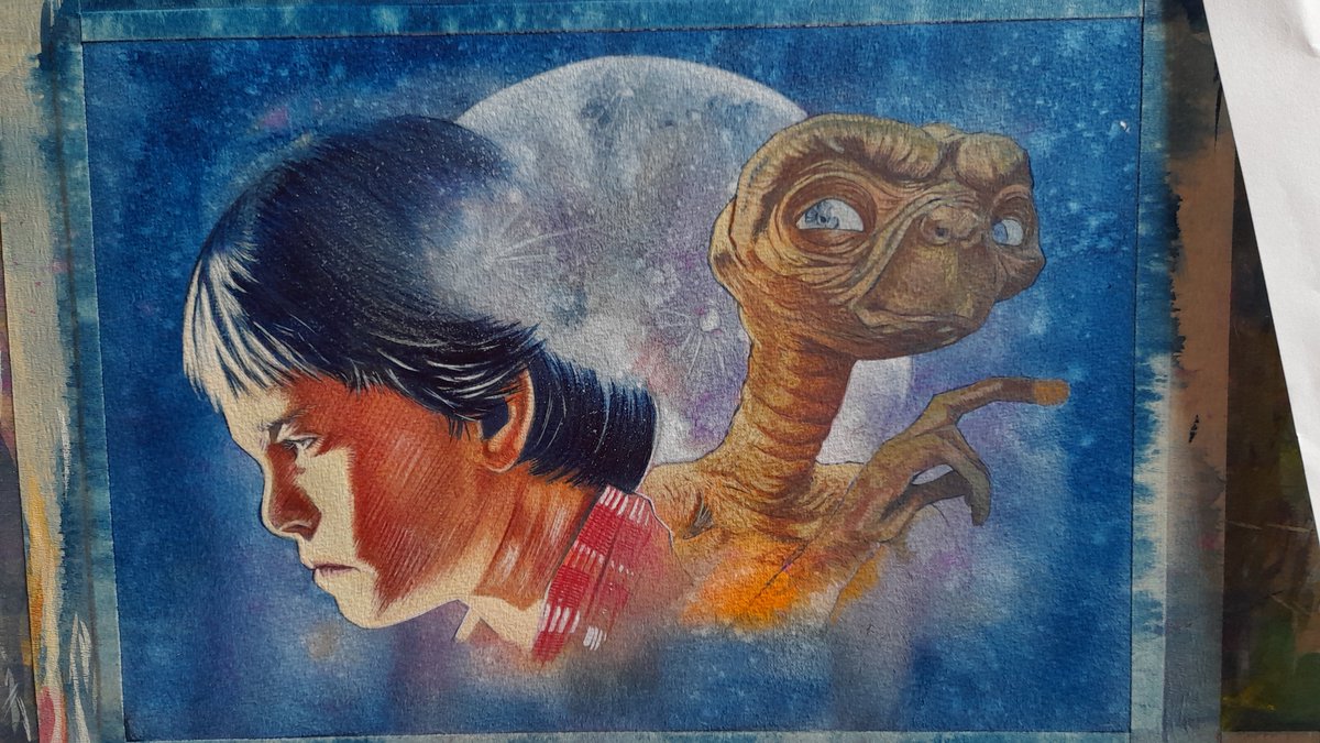 portless's tweet photo. WIP starts to look like this ;) #Art #Illustration #Paintingprep #Portrait #Movies #ET #Scfi #Classicmovie #Commissionsopen https://t.co/QR3giRbL4T
