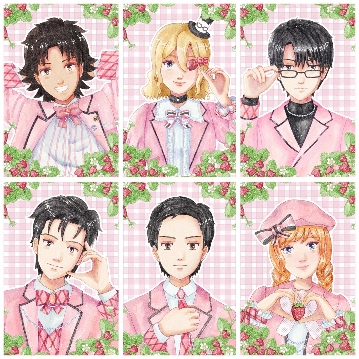 daffodeelart's tweet photo. six sket dance characters—bossun, himeko, switch, agata, tsubaki, and momoka 🍓 https://t.co/yMxpEZcKax
