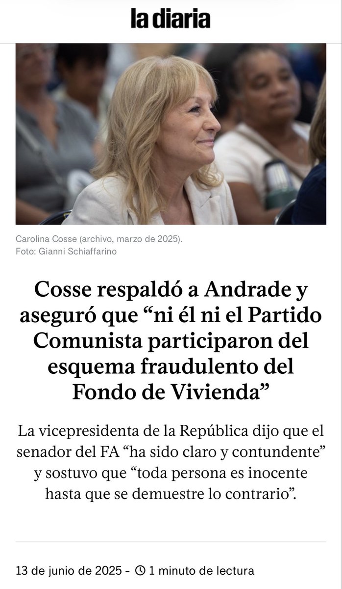 CosseCarolina's tweet photo. Luego de un año de acusaciones sin pruebas al PCU, llega el archivo de Fiscalía. Las denuncias se ventilan a los cuatro vientos, pero los archivos (casi) pasan desapercibidos, y el daño a la reputación nadie lo repara. Toda mi solidaridad con el @pcu_uy y @Oandradelallana 

Lo que dijimos hace un año (foto 1, Subrayado; foto 2, La Diaria) y lo que resolvió Fiscalía (foto 3, Búsqueda)