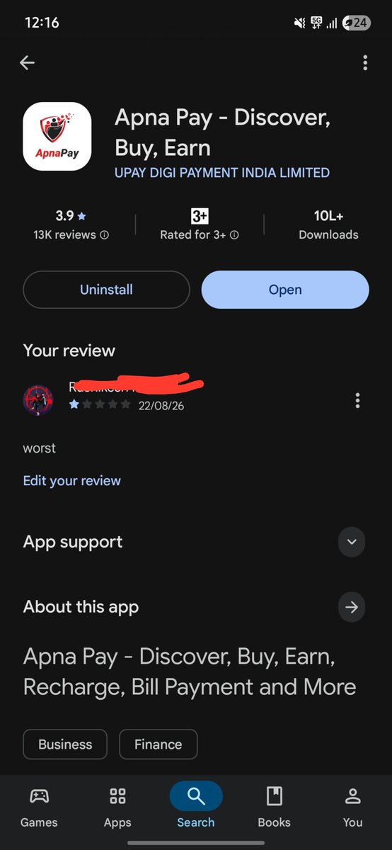 rushi_1122's tweet photo. @GoogleIndia
@GooglePlay 
There are application on google play store name Apna Pay old Name Sd pay 
This application was doing Fraud with Indians and Spreading misleading Information and doing activities that illegal under indian laws this application was removed by apple app sto https://t.co/f7K8MtHHrZ