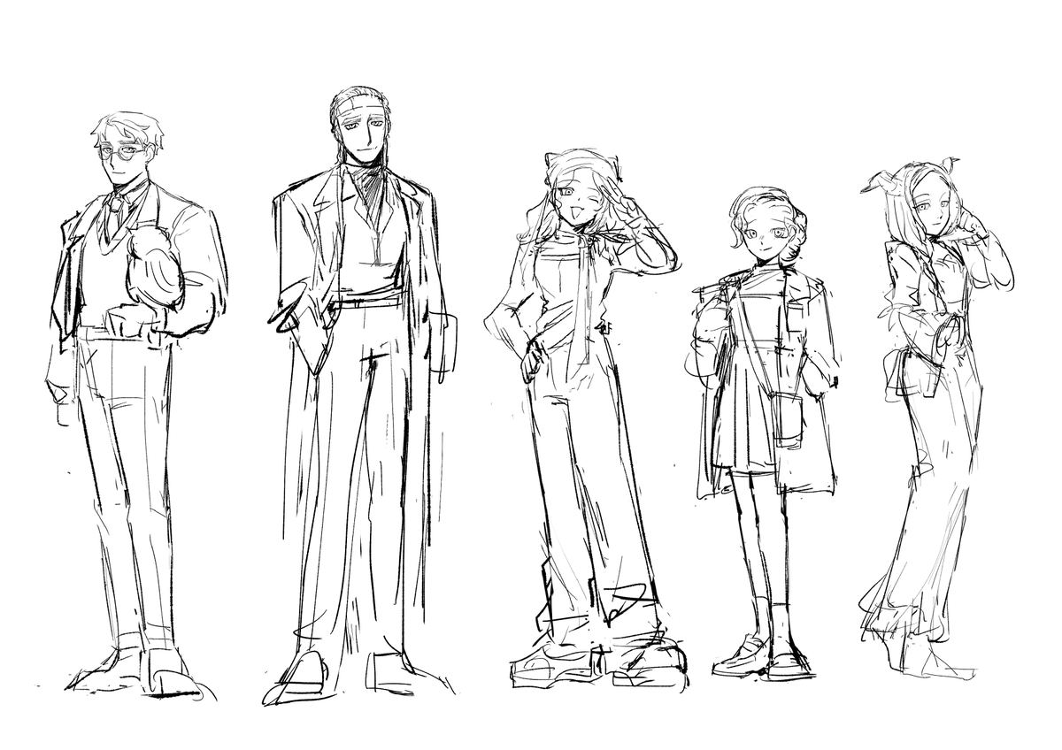 332_cor's tweet photo. 現代6グル鯖描こうと思ったけど心が折れたので供養 https://t.co/muqTtBNWKd