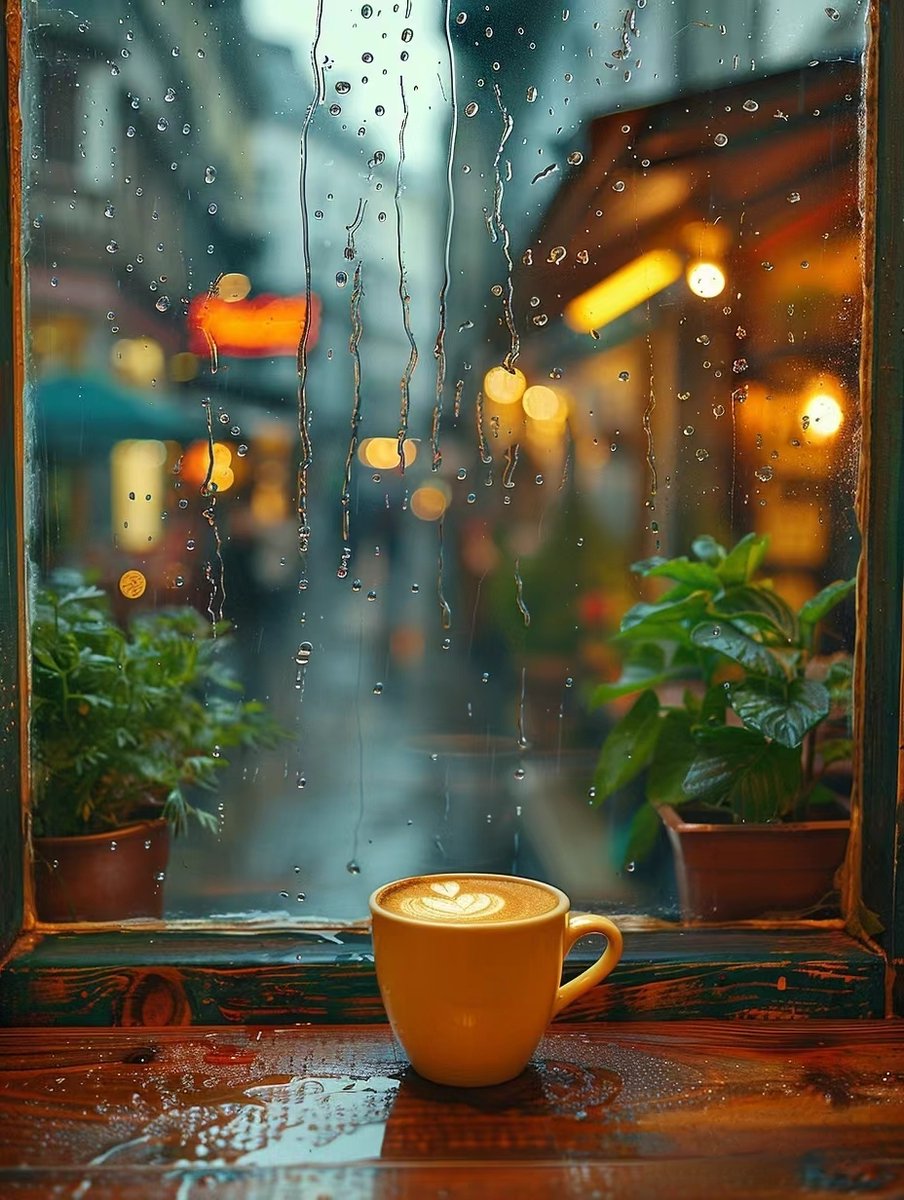 AdityaVyan's tweet photo. Sitting alone in the rainy café, the warm drink in hand makes my messy day feel a tiny bit softer. https://t.co/AbBBUgsO1I