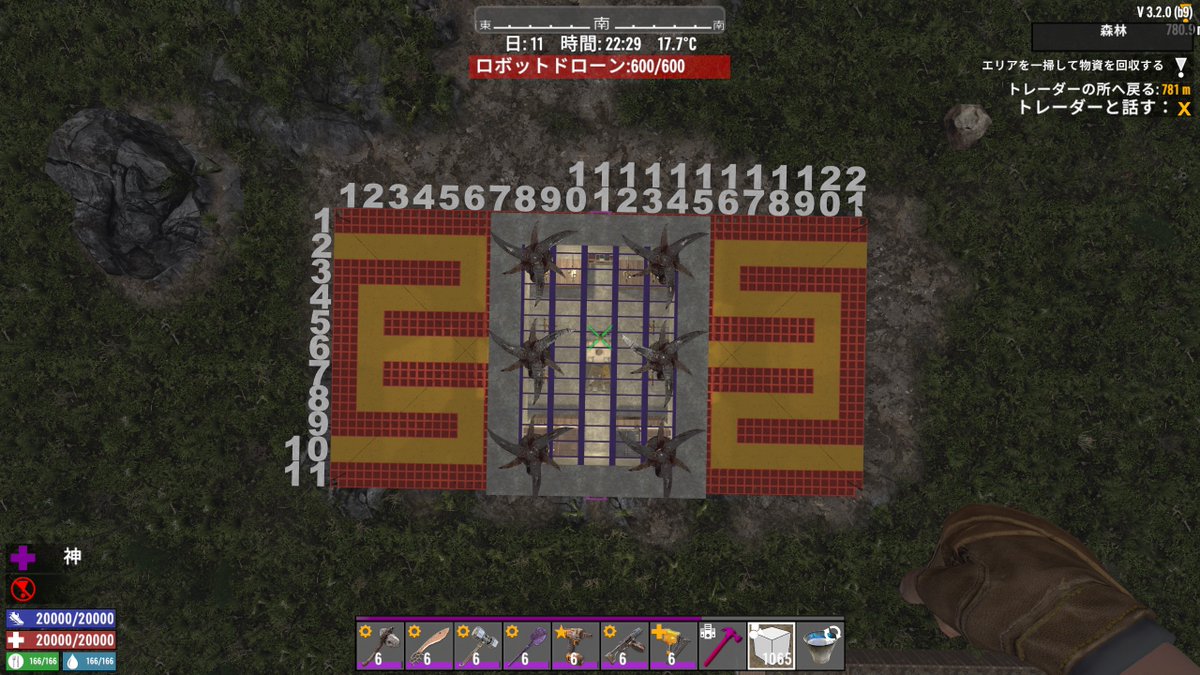 Twilit_Penguin's tweet photo. #ちは作るだよ
なんで天井を開けたかというとハゲワシ対策。
屋上にブレードトラップを敷き詰めることで上からの攻撃はシャットアウト
そして、足場（はしご）だと拠点の中からブレードトラップにアクセスが出来るのです
（画像は配線だけど、ネイルガンで修復が可能） https://t.co/6sx2GH8juK