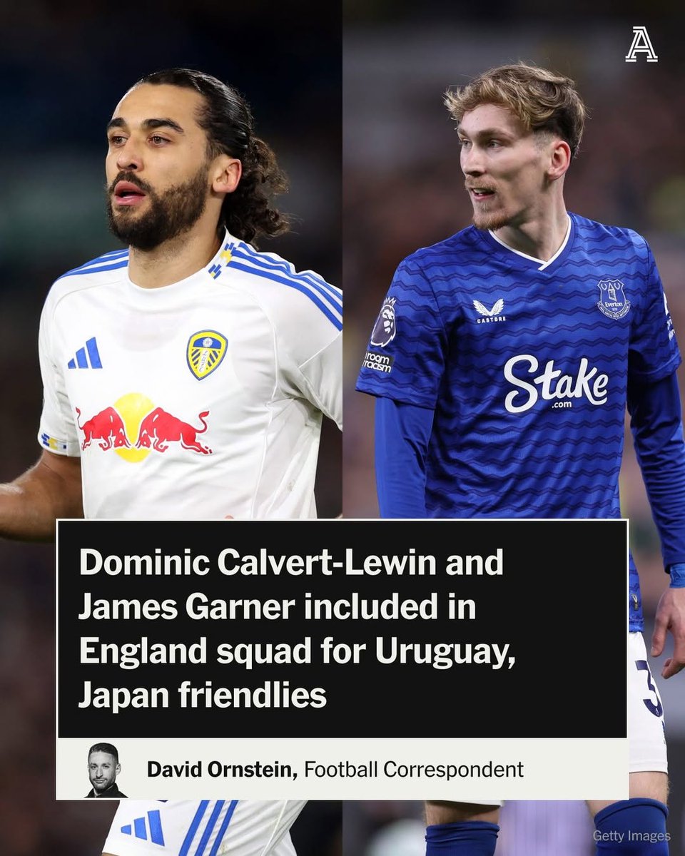 davidornstejex2's tweet photo. Thomas Tuchel has included Leeds United striker Dominic Calvert-Lewin and Everton midfielder James Garner in England's squad for the upcoming matches against Uruguay and Japan. https://t.co/986SAoqLZC