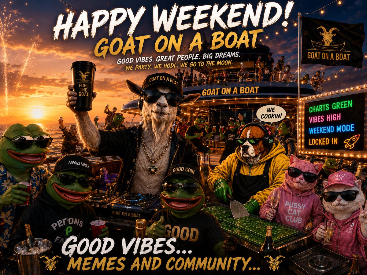 Goat_on_a_boat1's tweet photo. Weekend vibes...

Good vibes...

Good community...

Meme culture...

Goat on a Boat...

$GOOD $PCC https://t.co/ys43So5Iv5