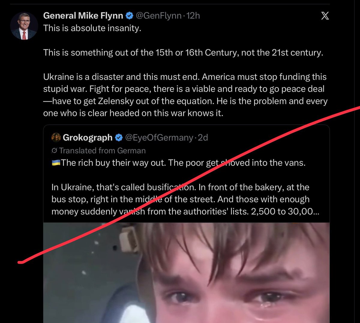 jimstewartson's tweet photo. You know what’s “insanity,” Mike?

The fact that you are still a free man collecting a pension from taxpayers; that you actually sued me for calling you a Kremlin asset; that you aren’t in prison, or wearing a blindfold up against a wall.

Treasonous piece of shit.
#ArrestMikeFlynn @GenFlynn