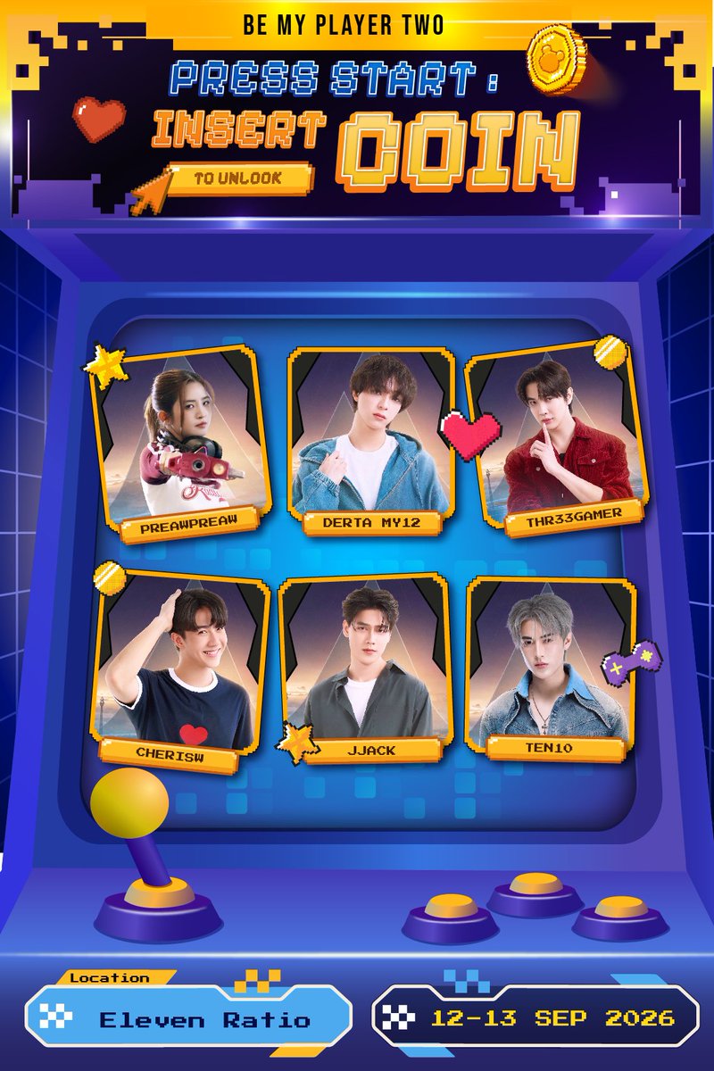 startplayer2wo's tweet photo. #BeMyPlayer2wocafe
#ซอโซ่ล่ามธีร์ #BeMyPlayerTwo

🚨 GAME ON! 💖
ตู้เกมเปิดแล้ว! ใครพร้อมกด PRESS START มาลุยกันเลย 🎮

👾 Eleven Ratio (BTS ชิดลม ทางออก 3)
🗓️ 12 - 13 กันยายน | 🕘 09:00 - 16:00 น.

ชาร์จพลังให้เต็ม เตรียมนิ้วให้ไว 👆
แล้วมากด 💖 ล่าคอยด์ ไปด้วยกัน!

เกมนี้กด START แล้วไม่มีปุ่ม Pause นะ 😉
ถ้าพร้อมกันแล้วก็มาเจอกันที่หน้าตู้ได้เลย👾💖