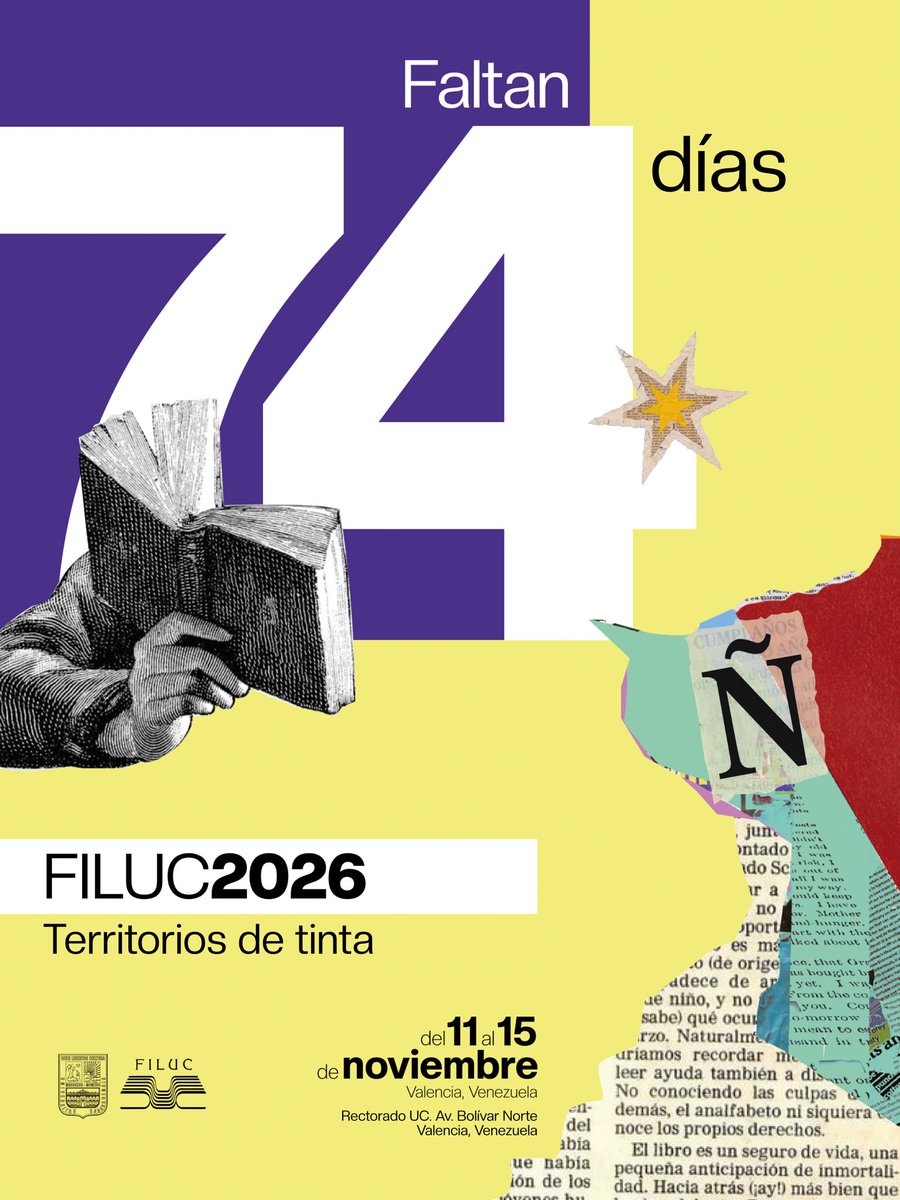 Filuc_oficial's tweet photo. 74 días 📆💛

Son los que faltan para llenar los espacios del Rectorado de libros, ideas y encuentros inolvidables.

Del 11 al 15 de noviembre, Territorios de tinta abre sus puertas para celebrar la 23a. edición 2026 de la FILUC.

https://t.co/OR4nJMlrik https://t.co/dTzEOz4aD8