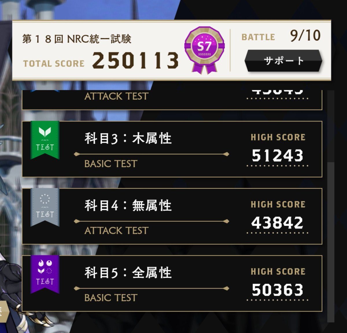 toki_zaki's tweet photo. っわ(終わ)ったーーーーーっ！！！
ついに頂きに辿り着き申した。
結局火と水属性でジリジリ強化と試行錯誤の日々でした。
2026年8月統一試験S7達成。
SSR香水29個持ってたのほぼ全ぶっ放(途中アイテムガチャで＋1して結局残3)。
さぁ、またここから始めよう。暫く無理しないで香水貯めます。 https://t.co/CF2kTlEUau