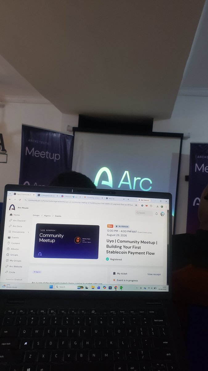 giedoprime's tweet photo. First time attending an @arc community meetup, and I’m glad I showed up.
Great conversations, new connections and a deeper understanding of what’s being built within the ecosystem.
 #ArcUyoMeetup #BuildOnArc https://t.co/nbJKAVcF0f