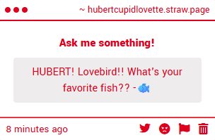 HuberttheCupid's tweet photo. Hi Finn!! I haven't thought about it, but I think I'd have to go with the Cuttlefish. Mostly because it sounds like cuddle, but they look cute too!! https://t.co/cGCOdqhue7