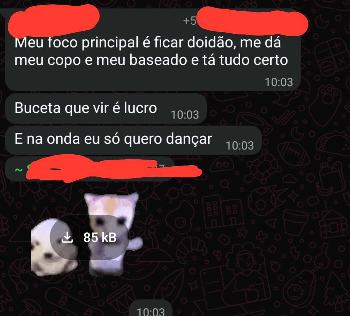 raaphoso's tweet photo. minha amiga fez um grupo pra festa de aniversário dela, tinha acabado de dar 10 da manhã e os cishet tavam com essa patifaria no grupo

que nojo do mundinho de homem hetero pqp https://t.co/JlPYUDBMHq