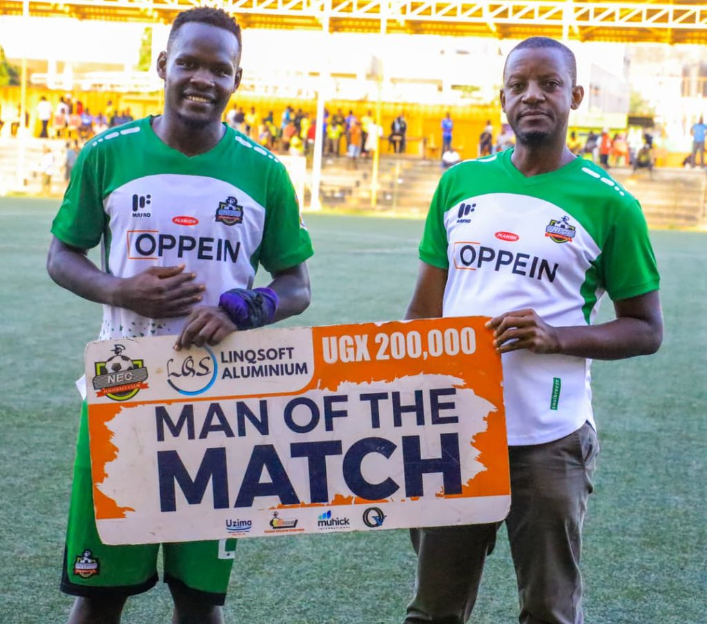 Nec_Fc's tweet photo. 𝗧𝗵𝗲 𝗕𝘂𝗹𝗹𝗱𝗼𝘇𝗲𝗿 𝘄𝗮𝘀 𝘂𝗻𝘀𝘁𝗼𝗽𝗽𝗮𝗯𝗹𝗲 🔥

A commanding performance earns Richard Basangwa the @linqsoftA Man of the Match award 🏆 

#KCCANEC | #StarTimesUPL | #Diehards https://t.co/khjmds8ywl