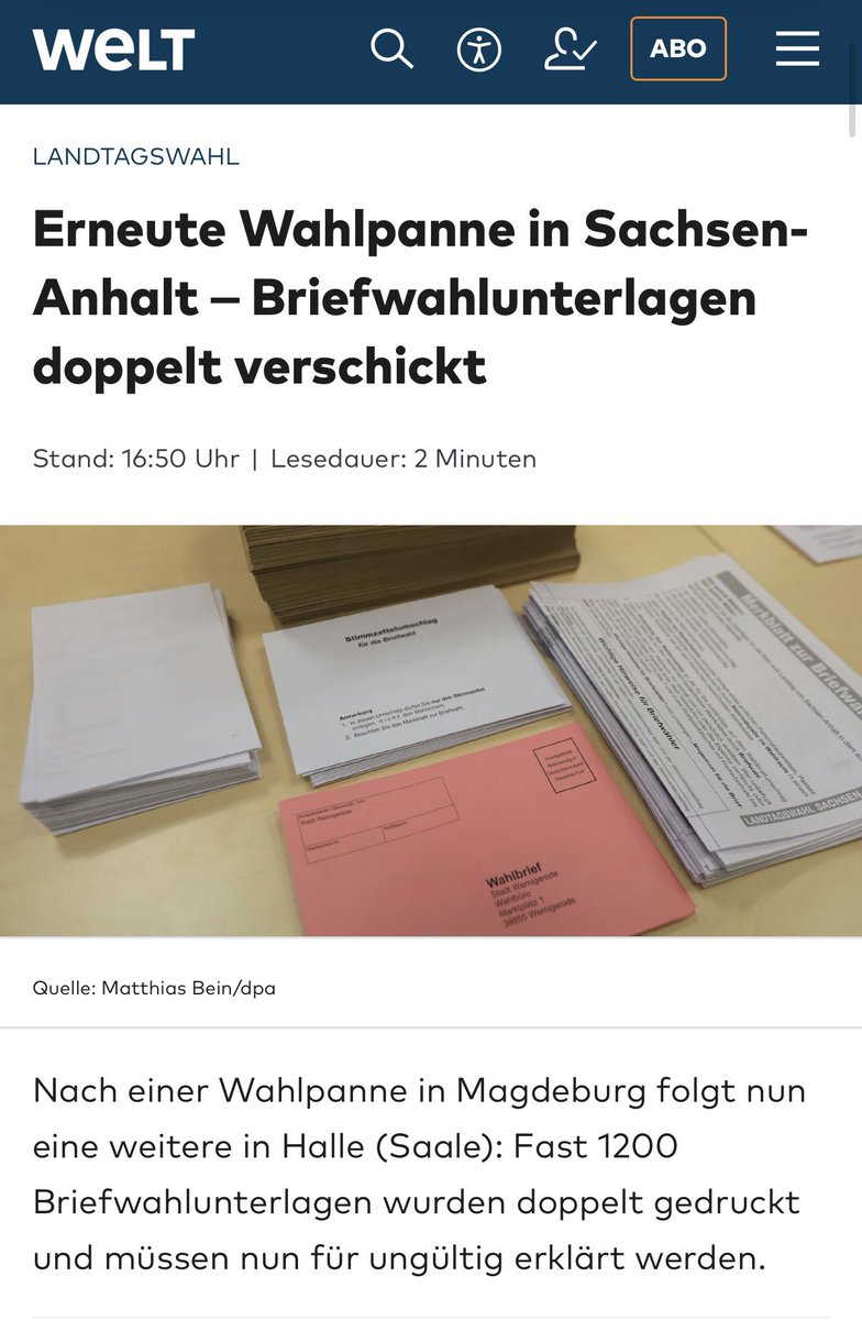 Bundeskanz50246's tweet photo. Und schon wieder eine „Panne“ - nur dass es dieses Mal 1.200 Wahlunterlagen betrifft, letztes Mal waren es glaube ich 450.
Ich will gar nicht wissen, wieviele Pannen unentdeckt bleiben, sonst würde ich noch mehr Bauchschmerzen bekommen. https://t.co/OPExtaKkMw