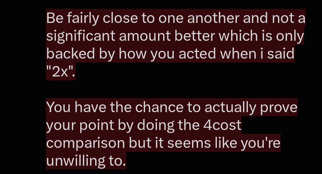 SharpleKabuto's tweet photo. @ani5102 @changlifan_ Sparxie not being used and Sparxie being completely incapable of clearing at anywhere near the same capacity isn't the same thing.

You don't have proof for the latter as your sample size is low and your community hates the character, I'm sure E1 yg vs the spx alternative would- https://t.co/pUtGZJNWb1