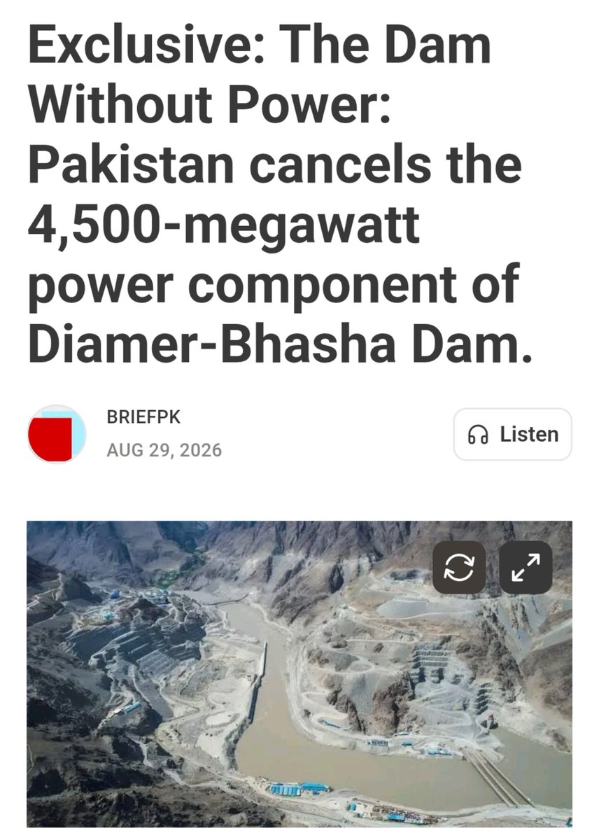 QasimKhanSuri's tweet photo. The Dam Without Power: Pakistan cancels the 4,500-megawatt power component of Diamer-Bhasha Dam. IPP lobbying is the reason. The government's promise to build it later may never be kept. https://t.co/kaEjOZn0zp