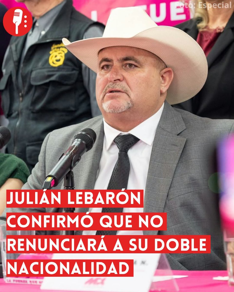 YosoyPedrero's tweet photo. 🚨OJO: JULIÁN LEBARÓN CONFIRMÓ QUE NO RENUNCIARÁ A SU DOBLE NACIONALIDAD   

Julián LeBarón quiere gobernar Chihuahua, pero se niega a renunciar a su pasaporte estadounidense pese a la reforma impulsada por Sheinbaum sobre doble nacionalidad. https://t.co/YSd50wixSf https://t.co/8cPWqyWHU5