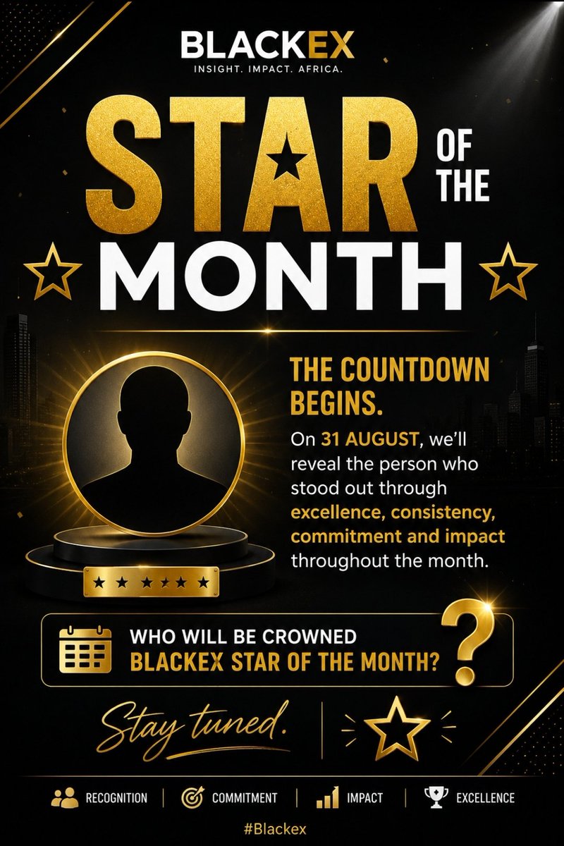 TheBlackEx__'s tweet photo. 🌟 BLACKEX | STAR OF THE MONTH
The countdown begins. ⏳
On 31 August, we’ll reveal the person whose excellence, consistency, commitment & impact stood out this month.
🏆 Who will be crowned BLACKEX Star of the Month?
Stay tuned. 👀
#Blackex #StarOfTheMonth https://t.co/Sas8hnPT07